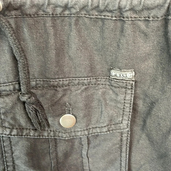 VOLCOM Day Dreamer Linen Blend Utility Jacket Black Zip Snap Drawstring Size S - Picture 7 of 14